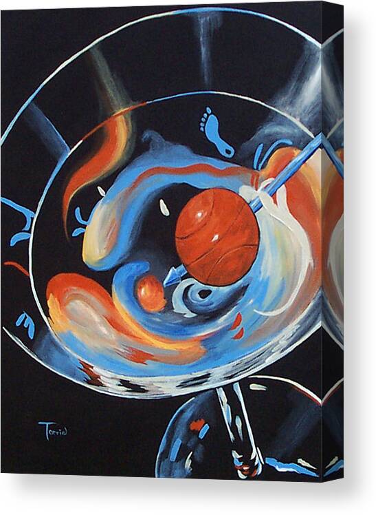 Basketball Canvas Print featuring the painting Tar Heel Martini by Torrie Smiley
