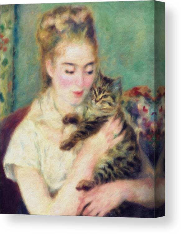 Tenderness Of A Woman Canvas Print featuring the painting Tenderness Of A Woman by Georgiana Romanovna