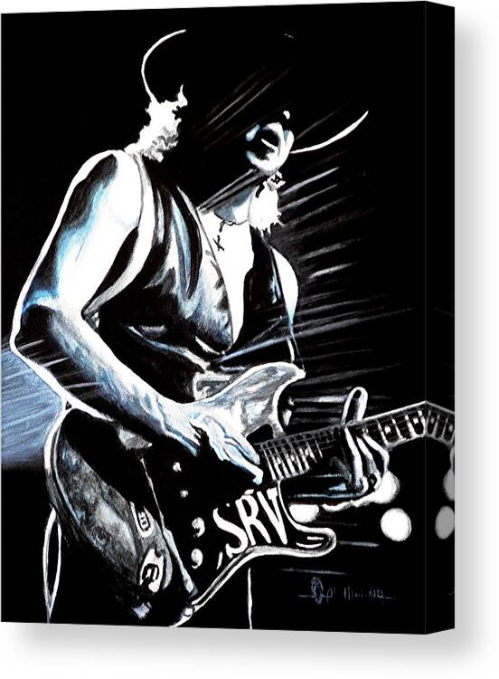 Stevie Ray Vaughan Canvas Print featuring the painting Texas Flood by Al Molina