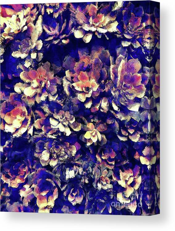Plants Canvas Print featuring the digital art Textured Garden Succulents by Phil Perkins