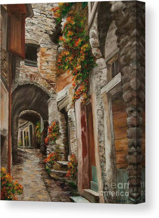 Italy Street Painting Canvas Print featuring the painting The Alleyway by Charlotte Blanchard