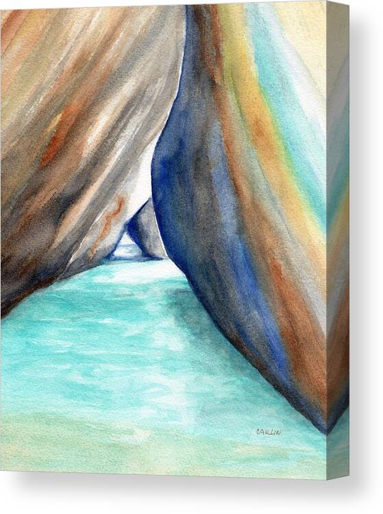 The Baths Canvas Print featuring the painting The Baths Turquoise 2 by Carlin Blahnik CarlinArtWatercolor