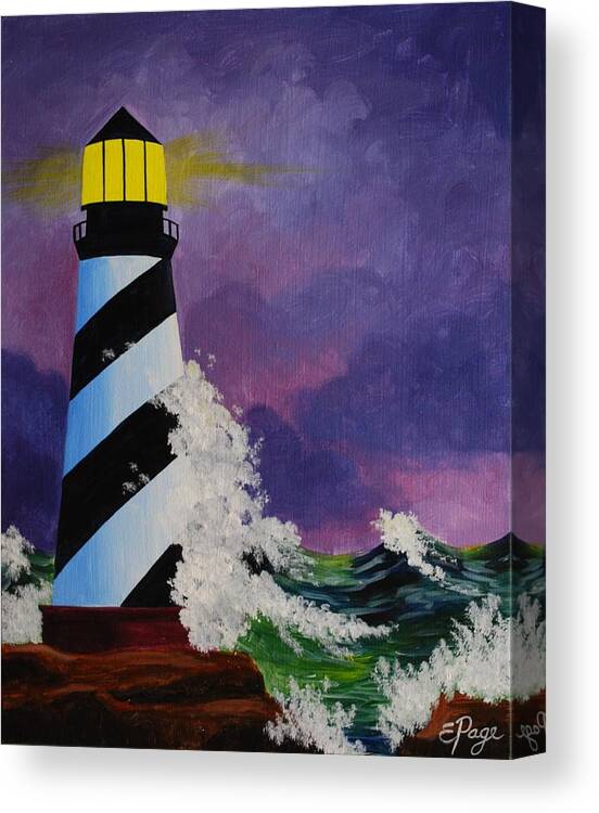 Lighthouse Canvas Print featuring the painting The Beacon by Emily Page