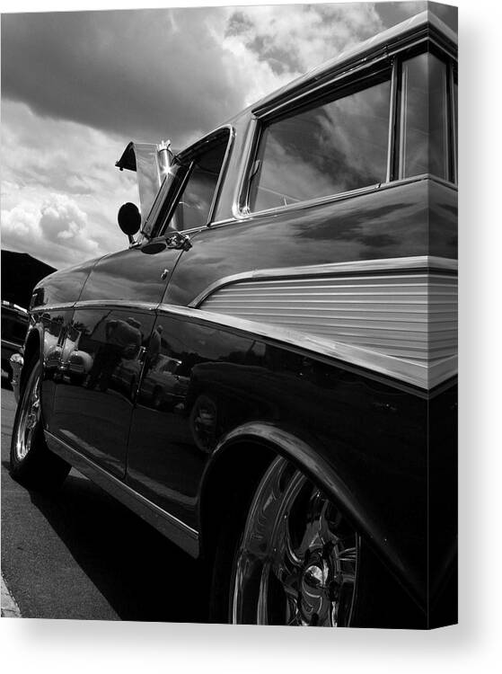 Antique Car In Black And White On Canvas. Framed Photo. Antique Car Printed On A Metal Plate. Canvas Print featuring the digital art The Bowtie by Steve Godleski