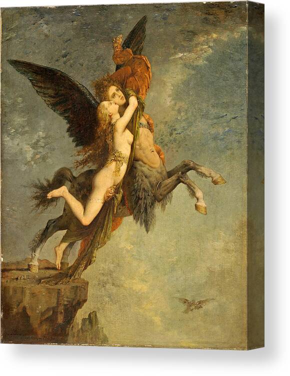 Gustave Moreau Canvas Print featuring the painting The Chimera by Gustave Moreau