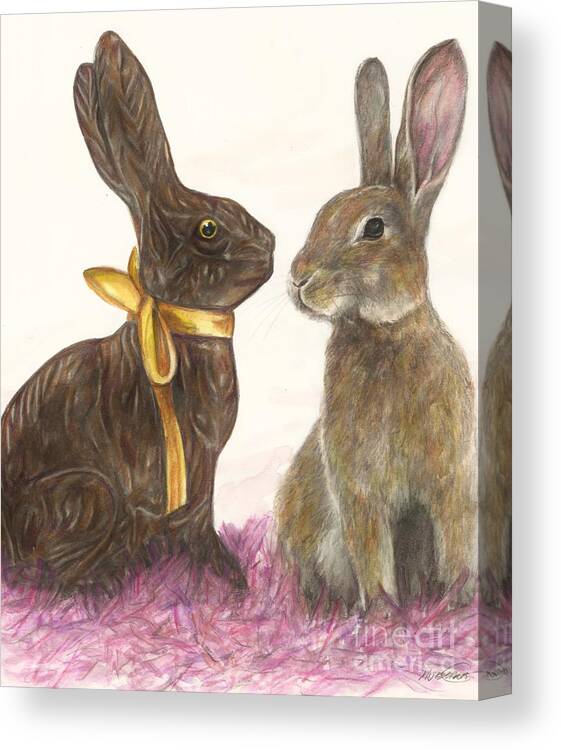 Bunny Canvas Print featuring the drawing The chocolate imposter by Meagan Visser