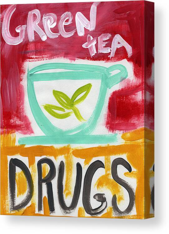 Green Tea Canvas Print featuring the painting The Common Cure- Abstract Expressionist Art by Linda Woods