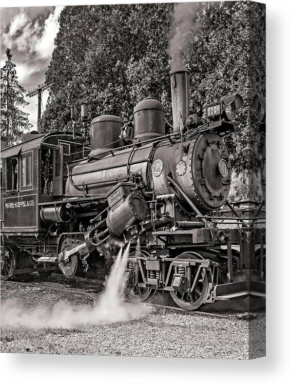 Pocahontas County Canvas Print featuring the photograph The Durbin Rocket - Steamed Up - Sepia by Steve Harrington