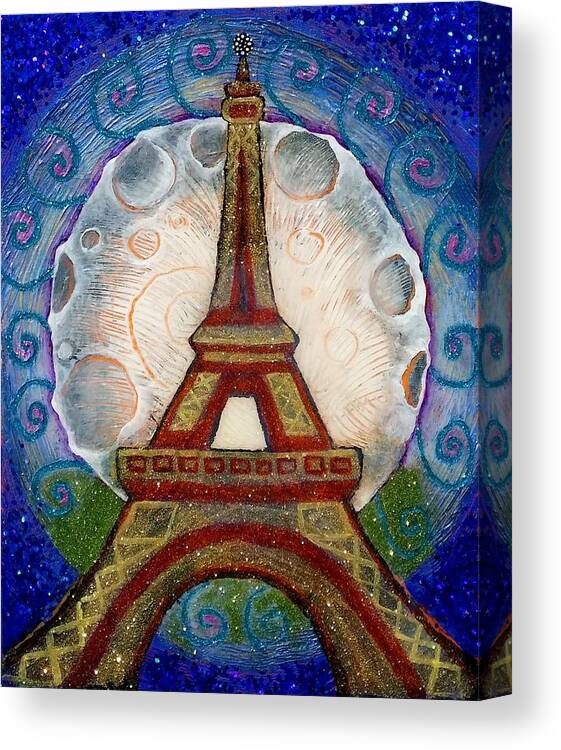 Eiffel Canvas Print featuring the painting The Evening of a Ready-Wish Upon a Parisian High Point by Corey Habbas