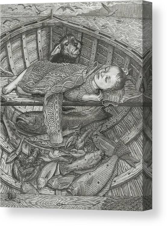 Pencil Canvas Print featuring the drawing The Fisherman's Child by Fremont Thompson