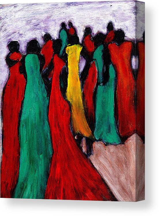 Black Art Canvas Print featuring the painting The Gathering by Wayne Potrafka