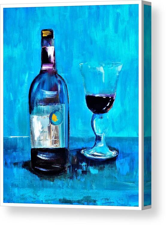 Gold Canvas Print featuring the digital art The Gold Star Wine Painting by Lisa Kaiser