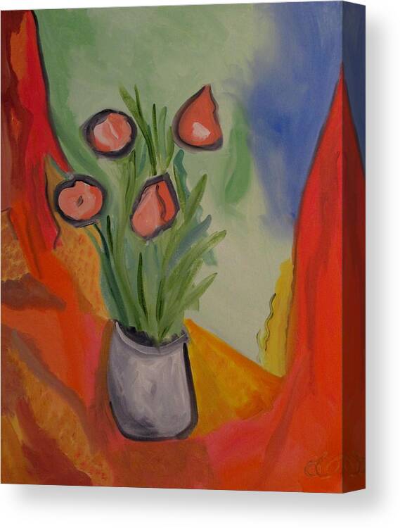 Vase Canvas Print featuring the painting The Gray Vase by Bill OConnor