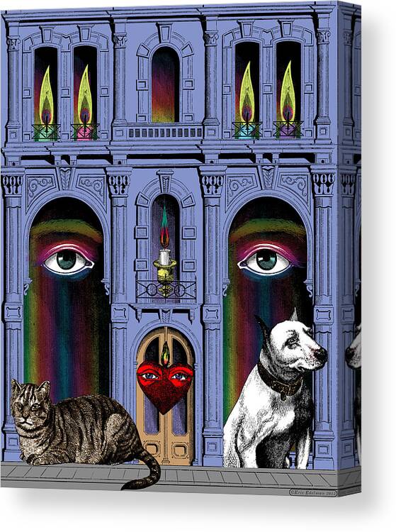 Digital Collage Canvas Print featuring the digital art The Guardians by Eric Edelman