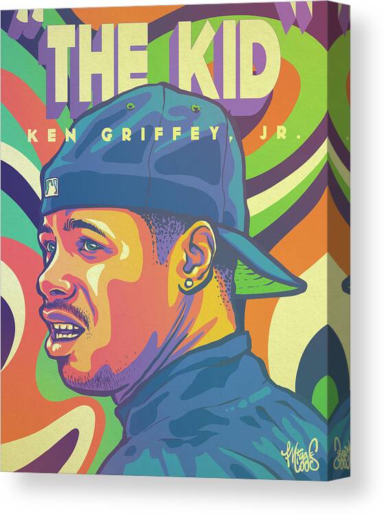 Griffey Canvas Print featuring the drawing The Kid by Miggs The Artist
