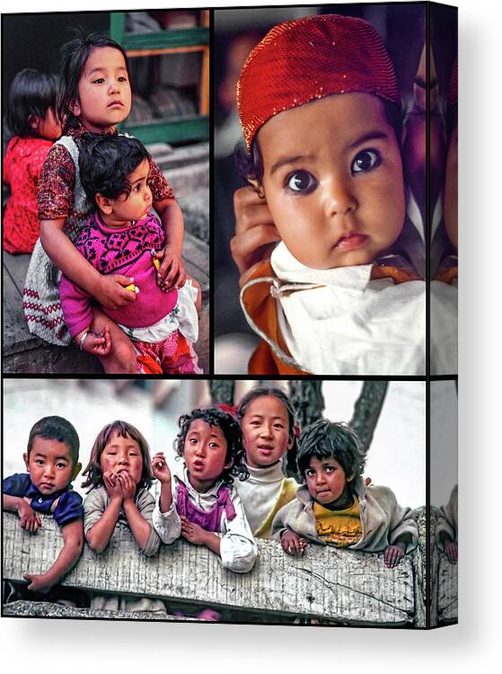 Kids Canvas Print featuring the photograph The Kids of India Collage by Steve Harrington