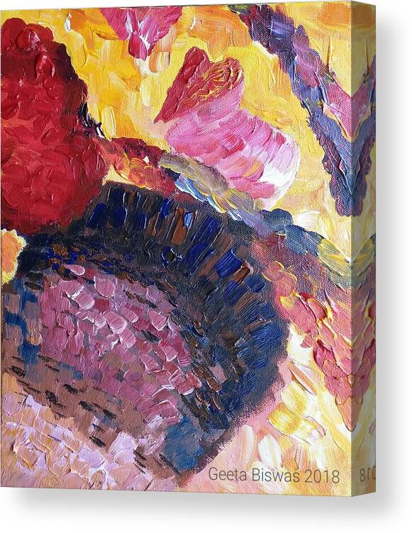Kiss Canvas Print featuring the painting The Kiss by Geeta Yerra