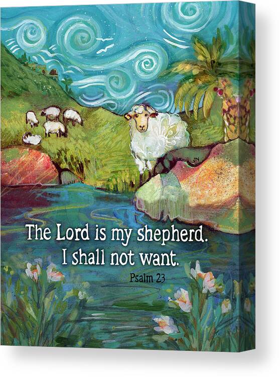 Jen Norton Canvas Print featuring the painting The Lord is My Shepherd by Jen Norton