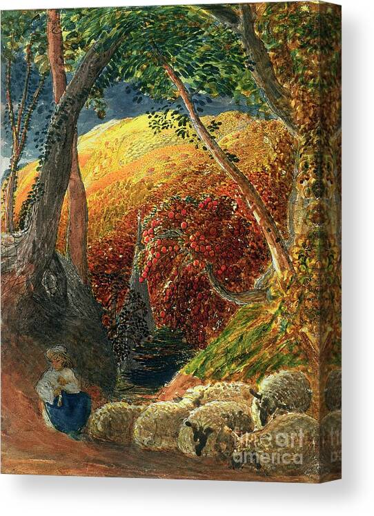 The Magic The Magic Apple Tree By Samuel Palmer Canvas Print featuring the painting The Magic Apple Tree by Samuel Palmer