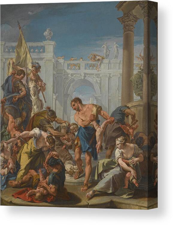 Giambattista Pittoni Canvas Print featuring the painting The Massacre of the Innocents by Giambattista Pittoni
