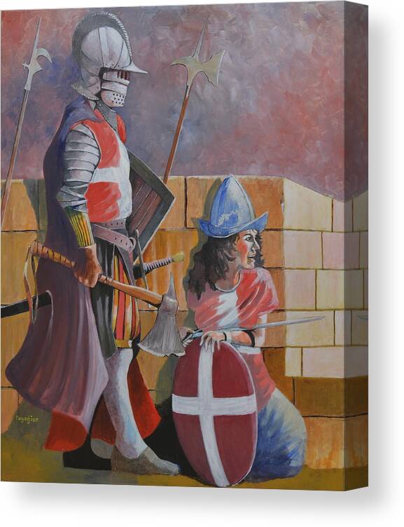 Siege Of Malta Canvas Print featuring the painting The Mdina Ruse by Ray Agius