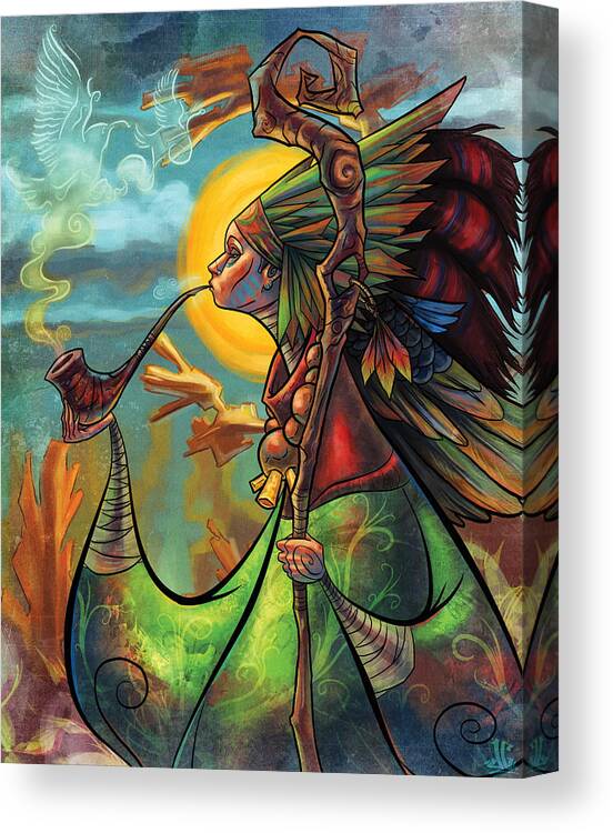 Illustration Canvas Print featuring the painting The Mystic by Jayson Green