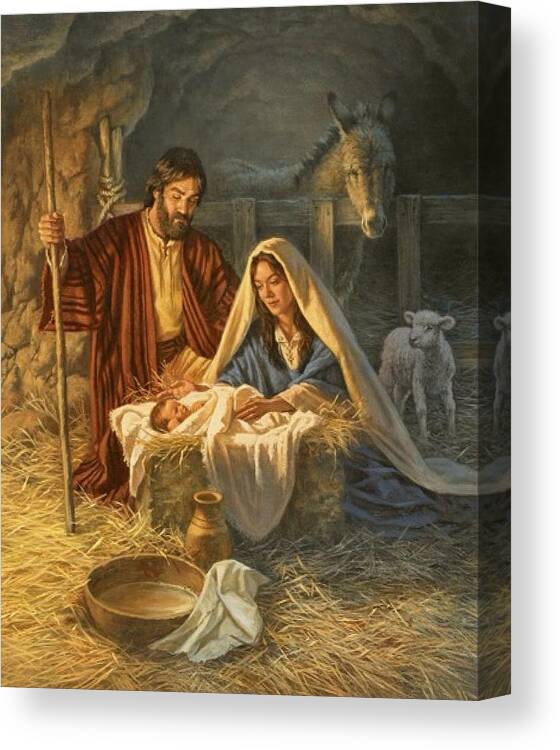 Nativity Canvas Print featuring the painting The Nativity by Artist Unknown