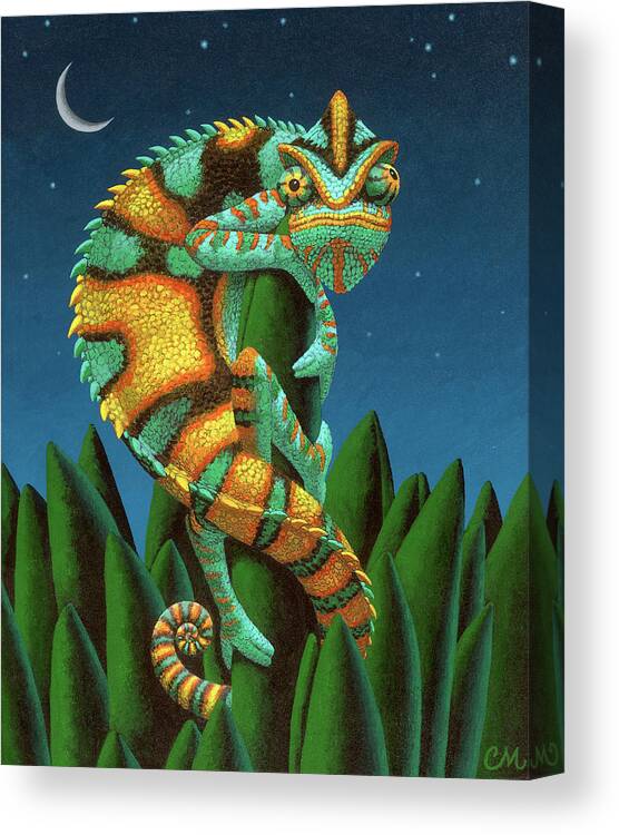 Chameleon Canvas Print featuring the painting The Night Watch by Chris Miles