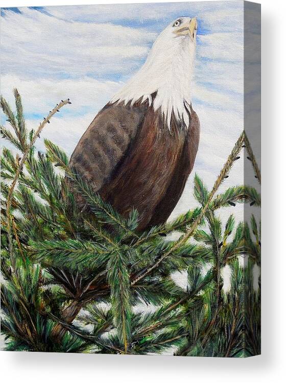 Eagle Canvas Print featuring the painting The Oversee'er by Marilyn McNish