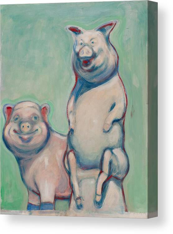 Pigs Canvas Print featuring the painting The Pigs by John Reynolds