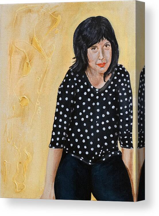 Polka Dots Canvas Print featuring the painting Hey There Lonely Girl by Kevin Callahan