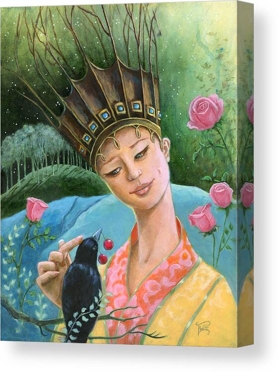 Crow Canvas Print featuring the painting The Princess and the Crow by Terry Webb Harshman