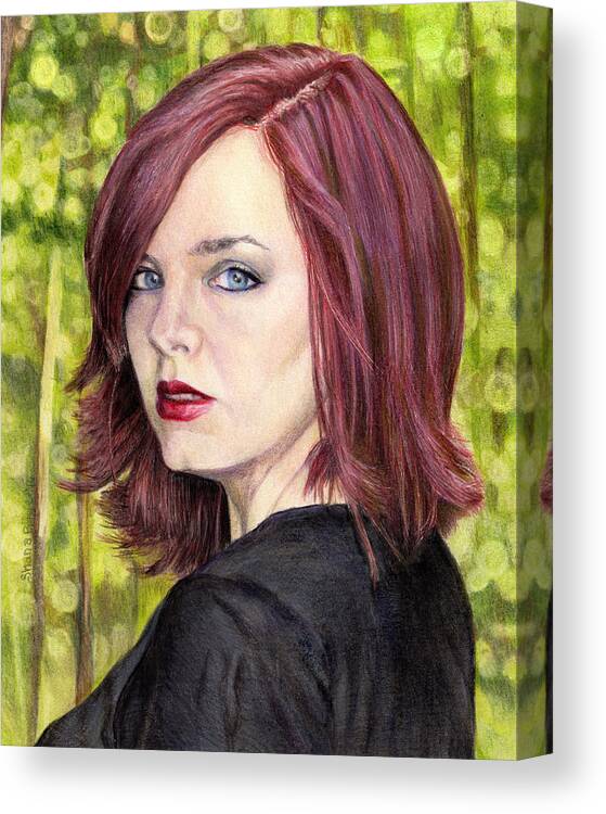 Portrait Canvas Print featuring the drawing The Redhead by Shana Rowe Jackson