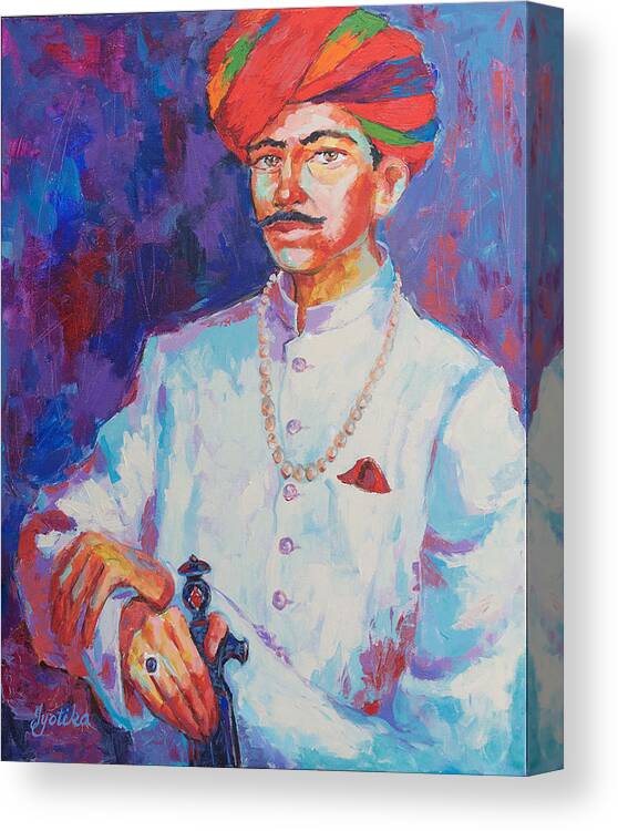 Royal Canvas Print featuring the painting The Royal Pride of Rajasthan by Jyotika Shroff
