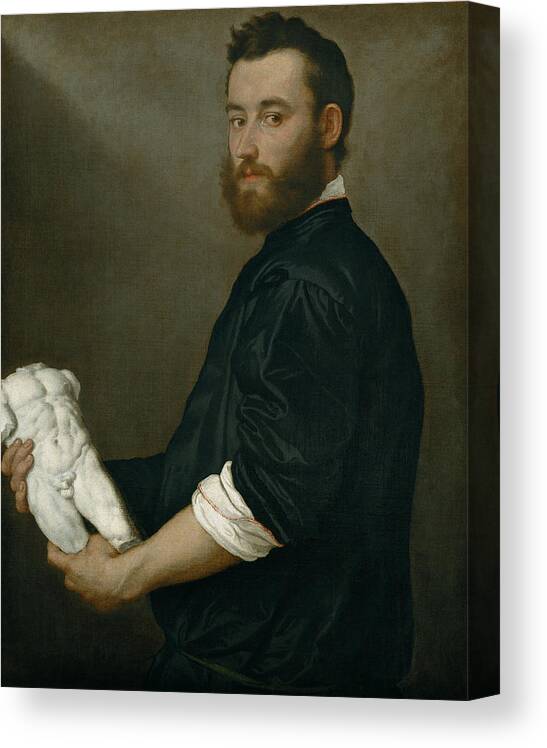 16th Century Art Canvas Print featuring the painting The Sculptor Alessandro Vittoria by Giovanni Battista Moroni