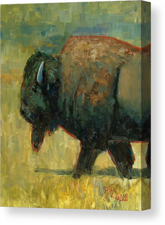 Bison Canvas Print featuring the painting The Traveler by Billie Colson