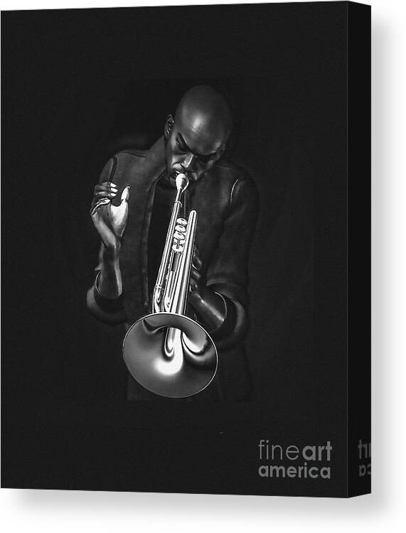 Trumpet Canvas Print featuring the painting The Trumpet Player by Barbara Milton