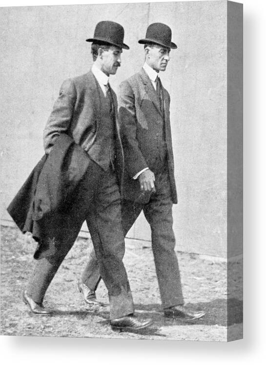 Orville Wright Canvas Print featuring the photograph The Wright Brothers, Us Aviation Pioneers by Science, Industry & Business Librarynew York Public Library