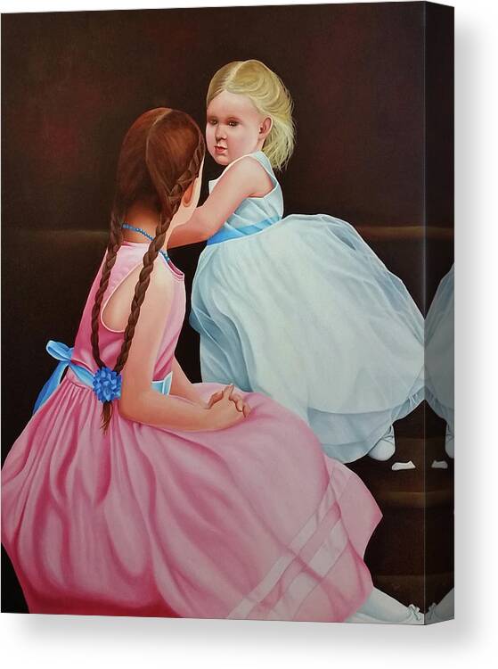 Children Canvas Print featuring the painting The Youngest Bridesmaid by Vic Ritchey
