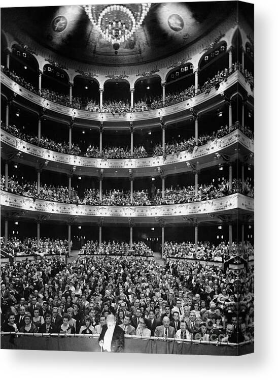1960s Canvas Print featuring the photograph Theater Audience Viewed From Stage by H. Armstrong Roberts/ClassicStock