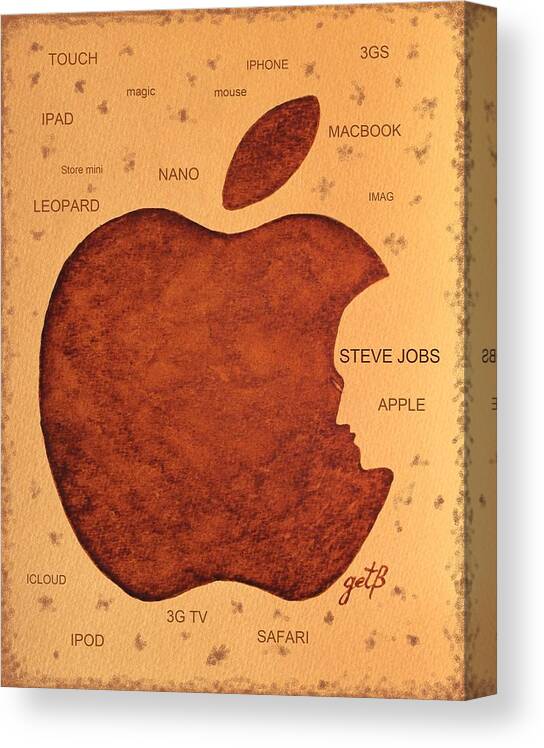 Steve Jobs Tribut Canvas Print featuring the painting Think Different Steve Jobs by Georgeta Blanaru