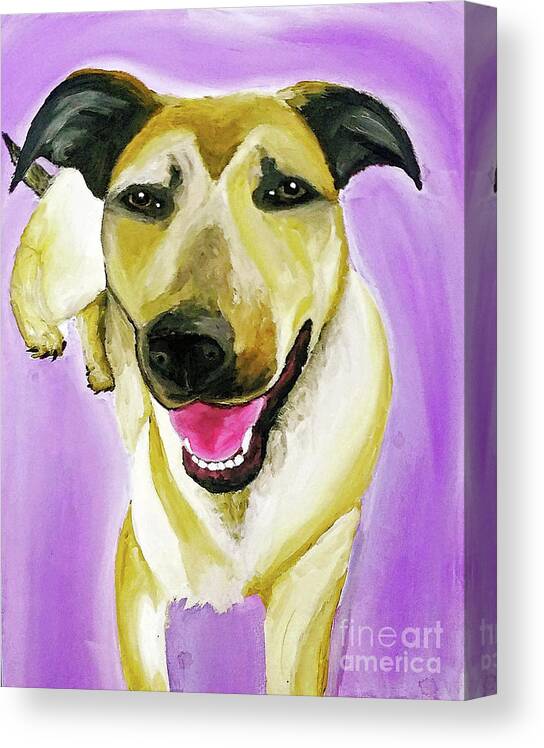 Pet Portrait Canvas Print featuring the painting Thor Date With Paint Jan 22 by Ania M Milo