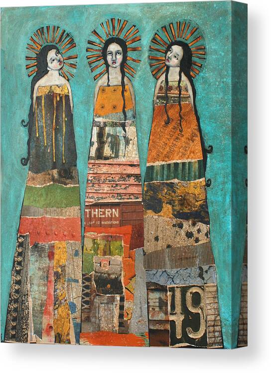 Mixed Media Canvas Print featuring the painting Three Saints by Jane Spakowsky