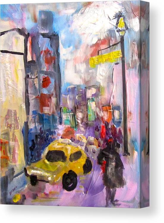 Collage Canvas Print featuring the painting Times Square by Barbara O'Toole