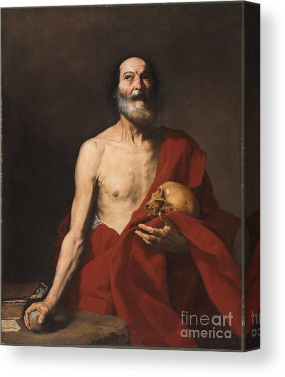 Jusepe De Ribera Canvas Print featuring the painting Title Saint Jerome by MotionAge Designs