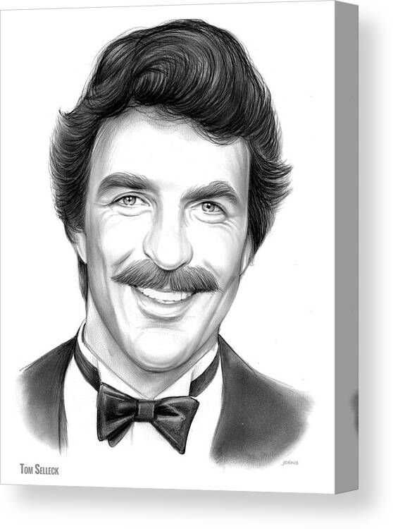 Tom Selleck Canvas Print featuring the drawing Tom by Greg Joens
