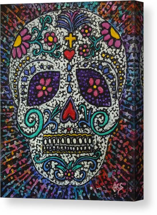 Dia De Los Muertos Canvas Print featuring the painting Touch of Death by Amelie Simmons