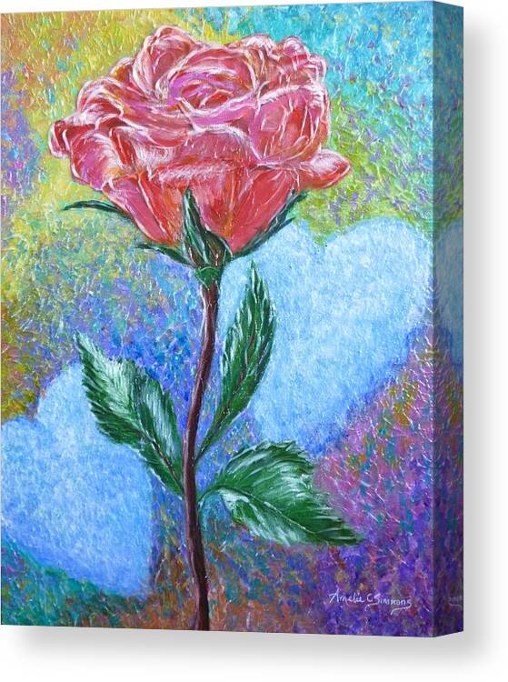 Rose Canvas Print featuring the painting Touched by a Rose by Amelie Simmons