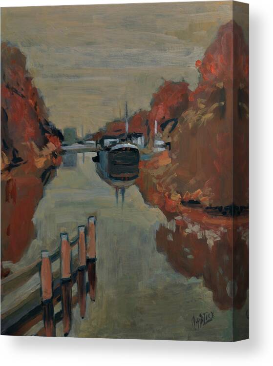 Harbour Canvas Print featuring the painting Towards Pius Harbour by Nop Briex