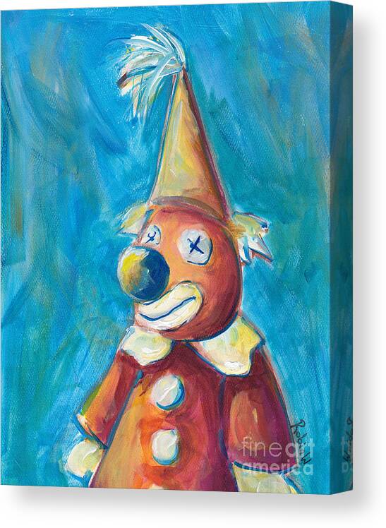 Toy Clown Canvas Print featuring the painting Toy Clown by Robin Wiesneth
